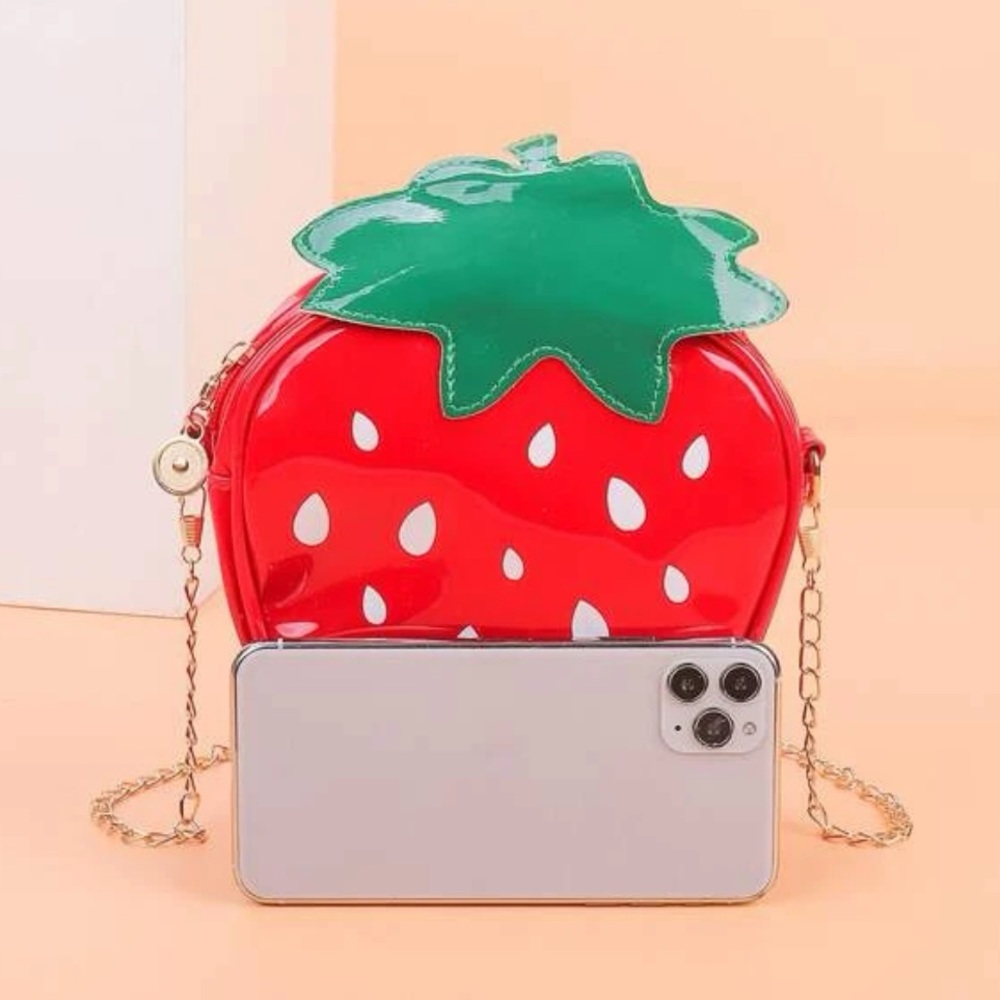NWT Mini Strawberry Chain Crossbody Faux Leather Bag - Picture 6 of 7